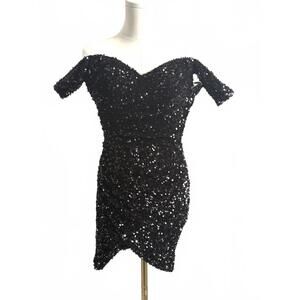 Nox Anabel | Black Sequin Off Shoulder Mini Formal Prom Dress Size 4